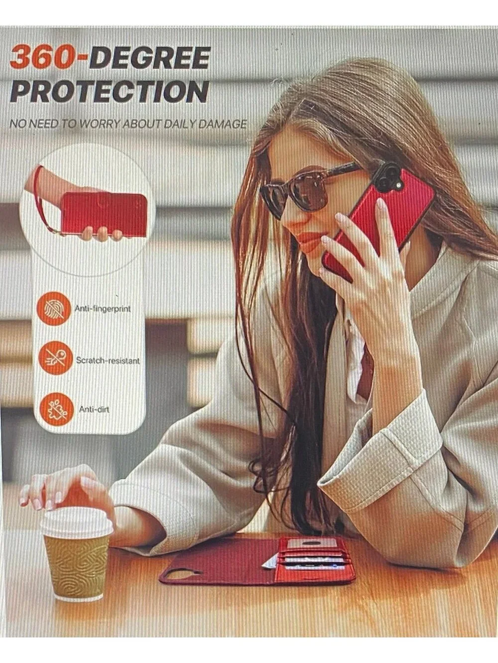 OCASE Wallet Case for iPhone 17 Red